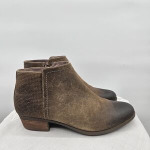 Rockport Vanna 2 Part Distressed Leather Suede Taupe Bootie Size 9.5